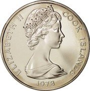Cook Islands 50 Cents 250th Anniversary of James Cook 1978 FM (M) KM# 6.2 ELIZABETH II COOK ISLANDS 1978 coin obverse Cook Islands 50 Cents 250th Anniversary of James Cook 1978 FM (M) KM# 6.2 ELIZABETH II COOK ISLANDS 1978 coin obverse