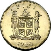 Fiji 50 Cents 10th Anniversary of Independence 1980 KM# 45 FIJI REREVAKA NA KALOU KA DOKANA TUI 1980 coin obverse Fiji 50 Cents 10th Anniversary of Independence 1980 KM# 45 FIJI REREVAKA NA KALOU KA DOKANA TUI 1980 coin obverse