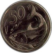 Cook Islands 50 Cents Elizabeth II 3rd portrait. Bonito Fish 1987 KM# 36 50 JB coin reverse Cook Islands 50 Cents Elizabeth II 3rd portrait. Bonito Fish 1987 KM# 36 50 JB coin reverse