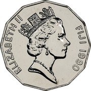 Fiji 50 Cents Takia 1990 (o) KM# 54a ELIZABETH II FIJI 2000 RDM coin obverse Fiji 50 Cents Takia 1990 (o) KM# 54a ELIZABETH II FIJI 2000 RDM coin obverse