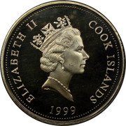 Cook Islands Half Dollar Garfield 1999 Proof KM# 338 ELIZABETH II COOK ISLANDS 1999 coin obverse Cook Islands Half Dollar Garfield 1999 Proof KM# 338 ELIZABETH II COOK ISLANDS 1999 coin obverse