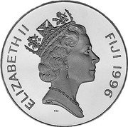 Fiji 50 Dollars 70th Birthday of Queen Elizabeth II 1996 Proof KM# 88 ELIZABETH II FIJI 1996 coin obverse Fiji 50 Dollars 70th Birthday of Queen Elizabeth II 1996 Proof KM# 88 ELIZABETH II FIJI 1996 coin obverse