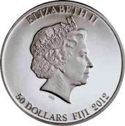 Fiji 50 Dollars Cleopatra 2012 Proof KM# 362 ELIZABETH II 50 DOLLARS FIJI 20112 IRB coin obverse Fiji 50 Dollars Cleopatra 2012 Proof KM# 362 ELIZABETH II 50 DOLLARS FIJI 20112 IRB coin obverse