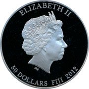 Fiji 50 Dollars Nefertiti 2012 Proof KM# 363 ELIZABETH II 50 DOLLARS FIJI 2012 IRB coin obverse Fiji 50 Dollars Nefertiti 2012 Proof KM# 363 ELIZABETH II 50 DOLLARS FIJI 2012 IRB coin obverse
