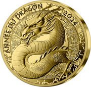 France 500 Euro Lunar Year of the Dragon 龍 2024 2023  ANNÉE DU DRAGON JJ 2024 龍 coin reverse