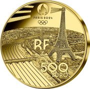 France 500 Euro (Mascot Phryges) PARIS 2024 RF 500 EURO coin obverse