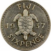 Fiji Sixpence George VI. Sea Turtle 1937 KM# 8 FIJI 19 37 SIXPENCE coin reverse Fiji Sixpence George VI. Sea Turtle 1937 KM# 8 FIJI 19 37 SIXPENCE coin reverse