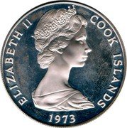 Cook Islands Seven and a Half Dollars 200th Anniversary of the discovery of the Hervey islands 1973 KM# 10 ELIZABETH II COOK ISLANDS 1973 coin obverse Cook Islands Seven and a Half Dollars 200th Anniversary of the discovery of the Hervey islands 1973 KM# 10 ELIZABETH II COOK ISLANDS 1973 coin obverse