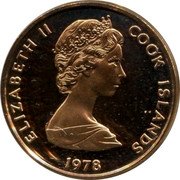 Cook Islands Cent 250th Anniversary of James Cook 1978 FM (M) KM# 1a ELIZABETH II COOK ISLANDS 1978 coin obverse Cook Islands Cent 250th Anniversary of James Cook 1978 FM (M) KM# 1a ELIZABETH II COOK ISLANDS 1978 coin obverse