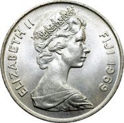 Fiji One Dollar Coat of Arms 1969 KM# 32 ELIZABETH II FIJI 1969 coin obverse Fiji One Dollar Coat of Arms 1969 KM# 32 ELIZABETH II FIJI 1969 coin obverse