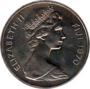 Fiji Dollar Independence of the Dominion of Fiji 1970 KM# 33 ELIZABETH II FIJI 1970 coin obverse Fiji Dollar Independence of the Dominion of Fiji 1970 KM# 33 ELIZABETH II FIJI 1970 coin obverse