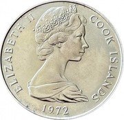 Cook Islands Dollar Elizabeth II 2nd portrait 1972 KM# 7 ELIZABETH II COOK ISLANDS 1972 coin obverse Cook Islands Dollar Elizabeth II 2nd portrait 1972 KM# 7 ELIZABETH II COOK ISLANDS 1972 coin obverse