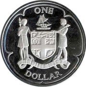 Fiji One Dollar Coat of Arms 1976 Proof KM# 32a ONE DOLLAR REREVAKA NA KALOU KA DOKA NA TUI coin reverse