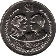 Cook Islands Dollar Elizabeth II Royal Wedding 1986 KM# 32 $1 1986 ROYAL WEDDING coin reverse Cook Islands Dollar Elizabeth II Royal Wedding 1986 KM# 32 $1 1986 ROYAL WEDDING coin reverse
