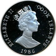Cook Islands 1 Dollar Prince Andrew's Wedding with Sarah Ferguson 1986 Proof KM# 32a ELIZABETH II COOK ISLANDS RDM 1986 coin obverse Cook Islands 1 Dollar Prince Andrew's Wedding with Sarah Ferguson 1986 Proof KM# 32a ELIZABETH II COOK ISLANDS RDM 1986 coin obverse