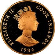 Cook Islands Dollar 60th Birthday of Queen Elizabeth 1986 Proof KM# 31b ELIZABETH II COOK ISLANDS RDM 1986 coin obverse Cook Islands Dollar 60th Birthday of Queen Elizabeth 1986 Proof KM# 31b ELIZABETH II COOK ISLANDS RDM 1986 coin obverse