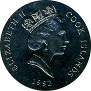 Cook Islands Dollar Elizabeth II 3rd portrait 1992 KM# 147 ELIZABETH II COOK ISLANDS RDM 1992 coin obverse Cook Islands Dollar Elizabeth II 3rd portrait 1992 KM# 147 ELIZABETH II COOK ISLANDS RDM 1992 coin obverse