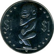 Cook Islands Dollar Elizabeth II 3rd portrait 1992 KM# 147 $1 $1 JB coin reverse Cook Islands Dollar Elizabeth II 3rd portrait 1992 KM# 147 $1 $1 JB coin reverse
