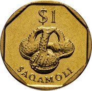 Fiji Dollar Saqamoli 1995 KM# 73 $1 SAQAMOLI coin reverse Fiji Dollar Saqamoli 1995 KM# 73 $1 SAQAMOLI coin reverse