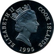 Cook Islands Dollar Queen Mother and daughters Elizabeth & Margaret 1995 Proof KM# 266 ELIZABETH II COOK ISLANDS RDM 1995 coin obverse Cook Islands Dollar Queen Mother and daughters Elizabeth & Margaret 1995 Proof KM# 266 ELIZABETH II COOK ISLANDS RDM 1995 coin obverse