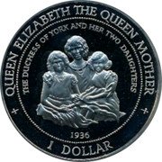 Cook Islands Dollar Queen Mother and daughters Elizabeth & Margaret 1995 Proof KM# 266 QUEEN ELIZABETH THE QUEEN MOTHER THE DUCHESS OF YORK AND HER TWO DAUGHTERS 1936 1 DOLLAR coin reverse Cook Islands Dollar Queen Mother and daughters Elizabeth & Margaret 1995 Proof KM# 266 QUEEN ELIZABETH THE QUEEN MOTHER THE DUCHESS OF YORK AND HER TWO DAUGHTERS 1936 1 DOLLAR coin reverse