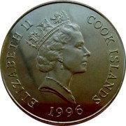Cook Islands Dollar Butterfly and Thistle 1996 KM# 351 ELIZABETH II COOK ISLANDS 1996 RDM coin obverse Cook Islands Dollar Butterfly and Thistle 1996 KM# 351 ELIZABETH II COOK ISLANDS 1996 RDM coin obverse