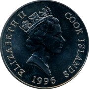 Cook Islands Dollar Elizabeth II White-tailed deer 1996 KM# 355 ELIZABETH II COOK ISLANDS RDM 1996 coin obverse Cook Islands Dollar Elizabeth II White-tailed deer 1996 KM# 355 ELIZABETH II COOK ISLANDS RDM 1996 coin obverse