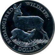 Cook Islands Dollar Elizabeth II White-tailed deer 1996 KM# 355 ENDANGERED WILDLIFE 1 DOLLAR coin reverse Cook Islands Dollar Elizabeth II White-tailed deer 1996 KM# 355 ENDANGERED WILDLIFE 1 DOLLAR coin reverse