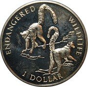 Cook Islands Dollar Ring-tailed lemurs 1996 KM# 352 ENDANGERED WILDLIFE 1 DOLLAR coin reverse Cook Islands Dollar Ring-tailed lemurs 1996 KM# 352 ENDANGERED WILDLIFE 1 DOLLAR coin reverse