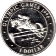 Cook Islands Dollar XXVI Summer Olympic Games 1996 Atlanta. Equestrianism 1996 Proof KM# 267 OLYMPIC GAMES 1996 1 DOLLAR coin reverse Cook Islands Dollar XXVI Summer Olympic Games 1996 Atlanta. Equestrianism 1996 Proof KM# 267 OLYMPIC GAMES 1996 1 DOLLAR coin reverse