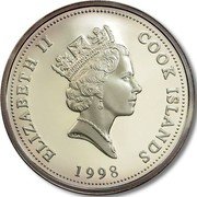Cook Islands 1 Dollar Elizabeth II Hatback Turtle 1998 Proof KM# 318 ELIZABETH II COOK ISLANDS RDM 1998 coin obverse