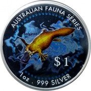Cook Islands 1 Dollar Platypus 1998 Proof KM# 316 AUSTRALIAN FAUNA SERIES PLATYPUS $1 1OZ 999 SILVER coin reverse