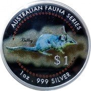Cook Islands 1 Dollar Elizabeth II Bilby mouse 1998 Proof KM# 315 AUSTRALIAN FAUNA SERIES BILBY $1 1OZ. 999 SILVER coin reverse