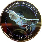 Cook Islands 1 Dollar Elizabeth II Ghost bat 1998 Proof KM# 317 AUSTRALIAN FAUNA SERIES GHOST BAT $1 1OZ . 999 SILVER coin reverse