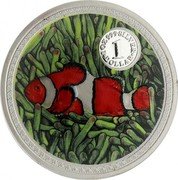 Cook Islands Dollar Clown Anemone 1999 Proof KM# 365 1 OZ 999 SILVER 1 DOLLAR coin reverse Cook Islands Dollar Clown Anemone 1999 Proof KM# 365 1 OZ 999 SILVER 1 DOLLAR coin reverse