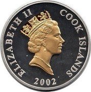 Cook Islands 1 Dollar 50th Anniversary. Accession of Queen Elizabeth II 2000 Proof KM# 380 ELIZABETH II COOK ISLANDS 2002 RDM coin obverse Cook Islands 1 Dollar 50th Anniversary. Accession of Queen Elizabeth II 2000 Proof KM# 380 ELIZABETH II COOK ISLANDS 2002 RDM coin obverse
