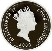 Cook Islands Dollar Rainforest Damselfly 2000 Proof KM# 1105 ELIZABETH II COOK ISLANDS RDM 2000 coin obverse Cook Islands Dollar Rainforest Damselfly 2000 Proof KM# 1105 ELIZABETH II COOK ISLANDS RDM 2000 coin obverse