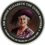 Cook Islands Dollar 100th Birthday of Elizabeth the Queen Mother 2000 Proof KM# 437 HM QUEEN ELIZABETH THE QUEEN MOTHER CELEBRATING 100 YEARS ON 4 AUGUST 2000 coin reverse Cook Islands Dollar 100th Birthday of Elizabeth the Queen Mother 2000 Proof KM# 437 HM QUEEN ELIZABETH THE QUEEN MOTHER CELEBRATING 100 YEARS ON 4 AUGUST 2000 coin reverse