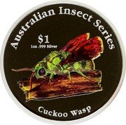 Cook Islands Dollar Cucko Wasp 2000 Proof KM# 1101 AUSTRALIAN INSECT SERIES $1 1OZ .999 SILVER CUCKO WASP coin reverse Cook Islands Dollar Cucko Wasp 2000 Proof KM# 1101 AUSTRALIAN INSECT SERIES $1 1OZ .999 SILVER CUCKO WASP coin reverse
