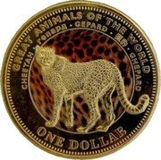 Fiji One Dollar Cheetah 2009 KM# 141a GREAT ANIMALS OF THE WORLD CHEETAH ГЕПАРД GEPARD 猎豹 GHEPARD ONE DOLLAR coin reverse