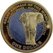 Fiji Dollar Elephant 2009 KM# 140a GREAT ANIMALS OF THE WORLD ELEPHANT OLIFANT SŁONIA ELEFANT ELEFANTE ONE DOLLAR coin reverse