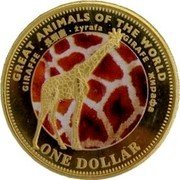 Fiji One Dollar Giraffe 2009 KM# 143a GREAT ANIMALS OF THE WORLD GIRAFFE 長頸鹿 ŻYRAFA GIRAFE ЖИРАФА ONE DOLLAR coin reverse