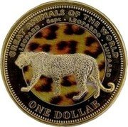 Fiji One Dollar Leopard 2009 KM# 142a GREAT ANIMALS OF THE WORLD LEOPARD БАРС LEOPARDO LUIPAARD ONE DOLLAR coin reverse