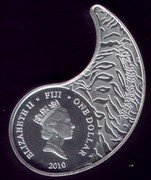 Fiji Dollar Bengal Tiger 2010 Proof KM# 153 ELIZABETH II ONE DOLLAR FIJI 2010 1 OZ 999 SILVER coin obverse Fiji Dollar Bengal Tiger 2010 Proof KM# 153 ELIZABETH II ONE DOLLAR FIJI 2010 1 OZ 999 SILVER coin obverse