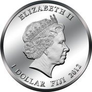 Fiji 1 Dollar Chanson 2012 Proof KM# 212 ELIZABETH II 1 DOLLAR FIJI 2012 coin obverse Fiji 1 Dollar Chanson 2012 Proof KM# 212 ELIZABETH II 1 DOLLAR FIJI 2012 coin obverse