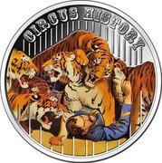 Fiji Dollar The Tiger Tamer 2014 Proof KM# 519 CIRCUS HISTORY coin reverse Fiji Dollar The Tiger Tamer 2014 Proof KM# 519 CIRCUS HISTORY coin reverse