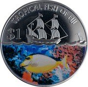 Fiji Dollar Albino Yellow Fish 2009 KM# 146 TROPICAL FISH OF FIJI $ 1 coin reverse