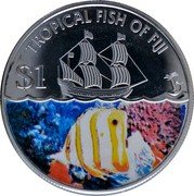 Fiji Dollar Copperband Butterflyfish 2009 KM# 145 TROPICAL FISH OF FIJI $ 1 coin reverse Fiji Dollar Copperband Butterflyfish 2009 KM# 145 TROPICAL FISH OF FIJI $ 1 coin reverse