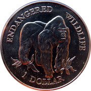 Cook Islands Dollar Western Lowland Gorilla 1996 KM# 347 ENDANGERED WILDLIFE 1 DOLLAR coin reverse Cook Islands Dollar Western Lowland Gorilla 1996 KM# 347 ENDANGERED WILDLIFE 1 DOLLAR coin reverse
