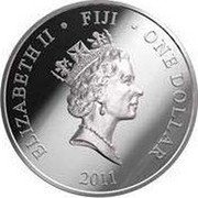 Fiji Dollar Year of the Rabbit 2011 Proof KM# 176 ELIZABETH II ONE DOLLAR FIJI 2011 coin obverse Fiji Dollar Year of the Rabbit 2011 Proof KM# 176 ELIZABETH II ONE DOLLAR FIJI 2011 coin obverse